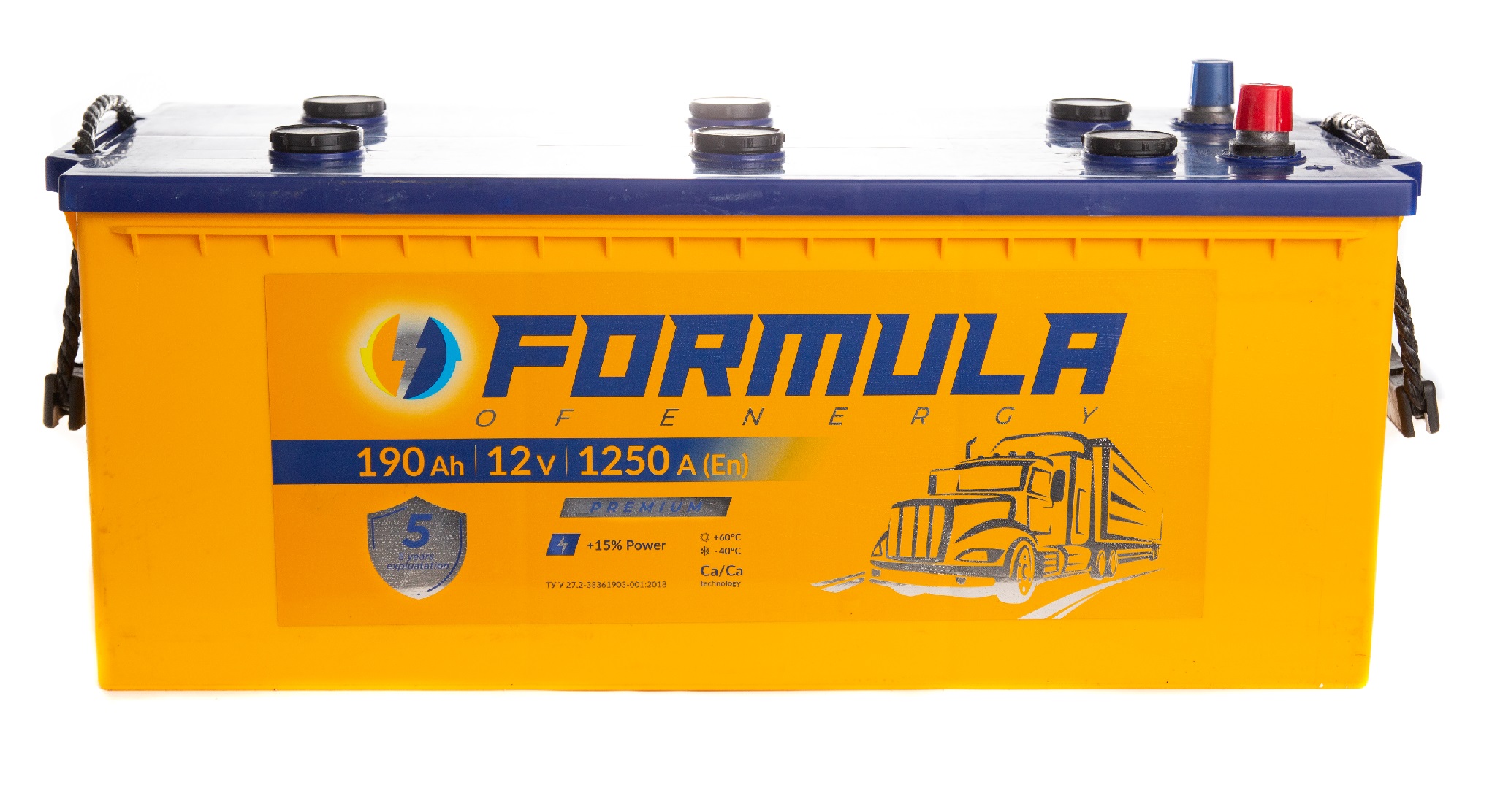 Акумулятор вантажний Formula of energy Premium 6СТ-190(3), 12B, 190Ah, 1250A, плюс ліворуч (L+) кальцієвий (Ca/Ca), 513X223X223 мм (FPREM190T3)_